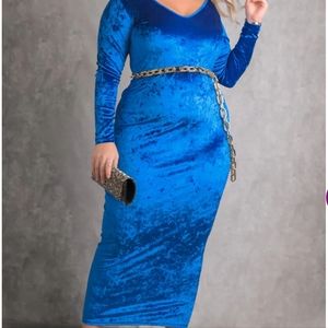 Velvet Drop shoulder bodycon dress